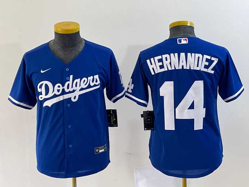 Youth Los Angeles Dodgers #14 Enrique Hernandez Blue Stitched Cool Base Nike Jersey->mlb youth jerseys->MLB Jersey